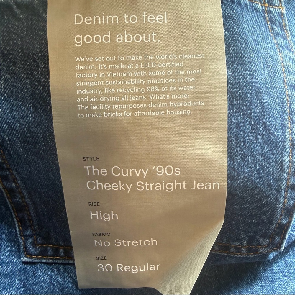 Everlane Curvy 90s Cheeky Straight Jeans Womens 30 NWT High Rise Rigid Denim - Picture 9 of 9